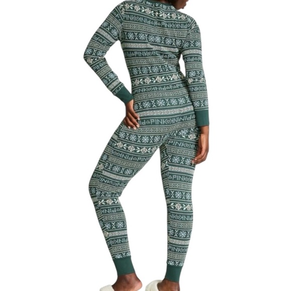 Pink one piece pajama romper - Picture 2 of 7